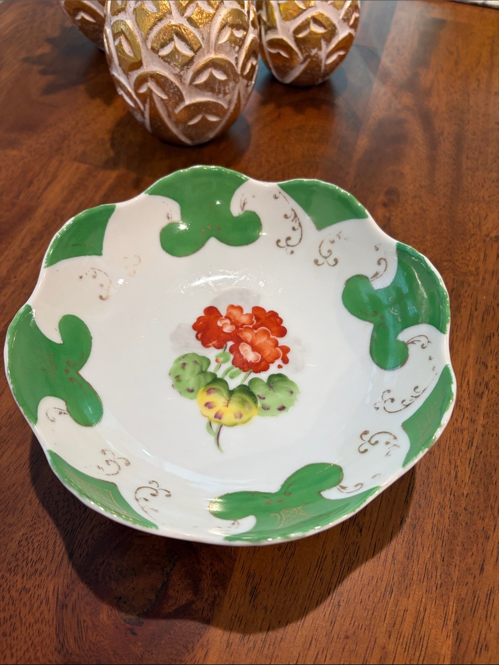 Vintage 50’s Floral Porcelain Footed Bowl Made in Japan